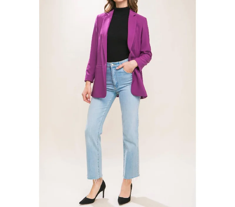 Woven Solid Vertigo Blazer In Violet