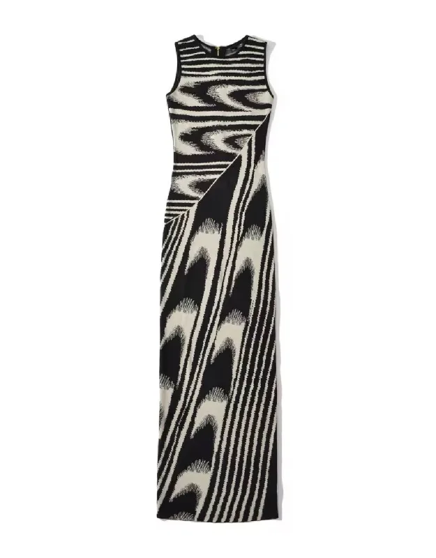 Abstract Pattern Knit Long Dress