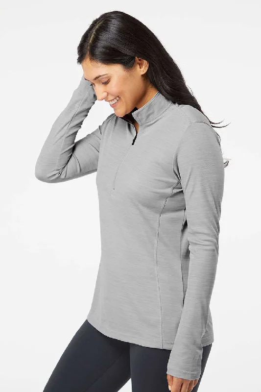 Adidas Womens Moisture Wicking 1/4 Zip Sweatshirt - Mid Grey Melange - NEW