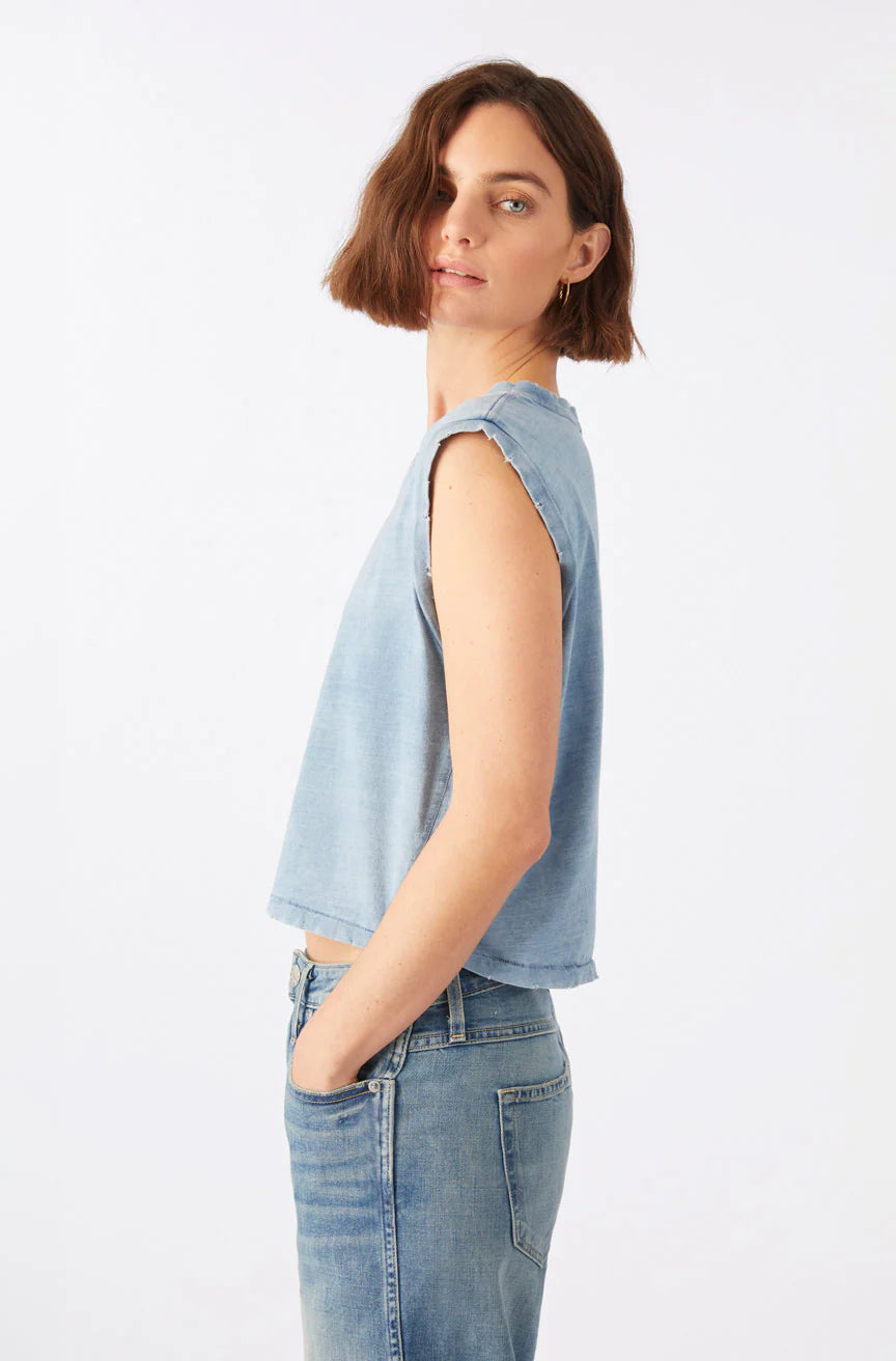 AMO Sleeveless Babe Tee in Indigo Stone Wash