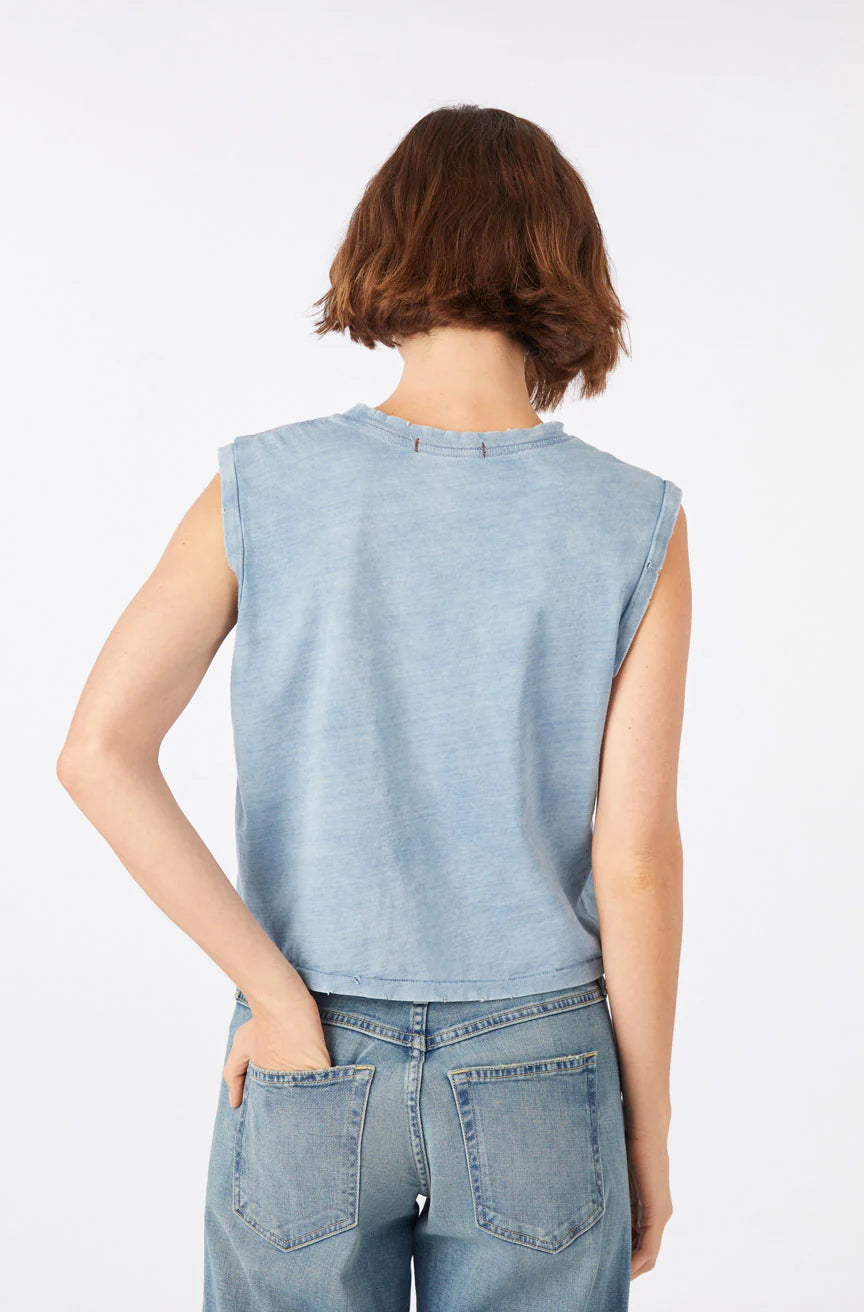 AMO Sleeveless Babe Tee in Indigo Stone Wash