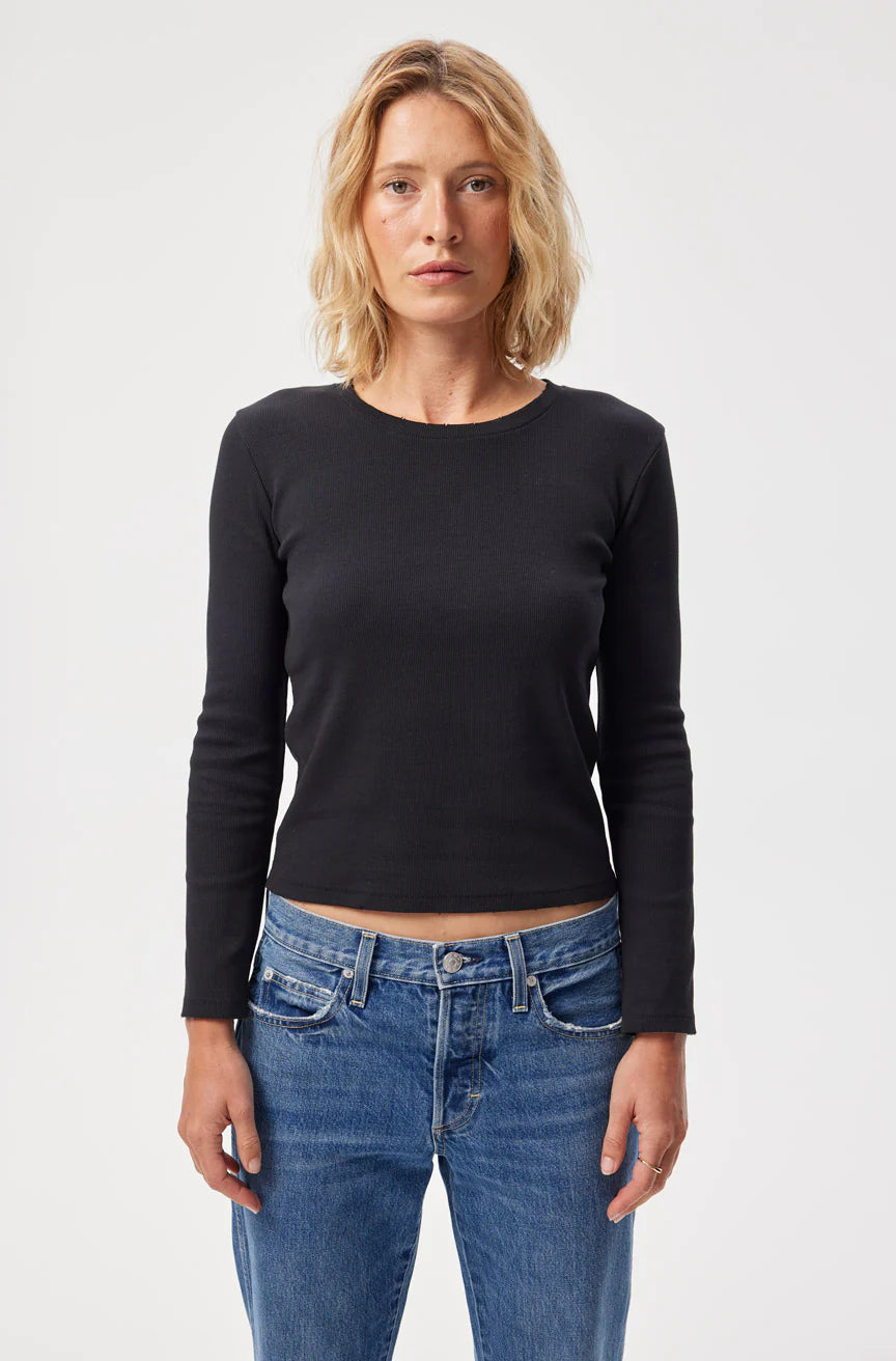 AMO Slim Rib Tee Black