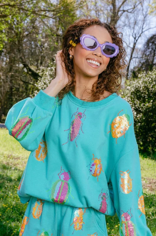 Aqua & Neon Beetle All Over Sweatshirt