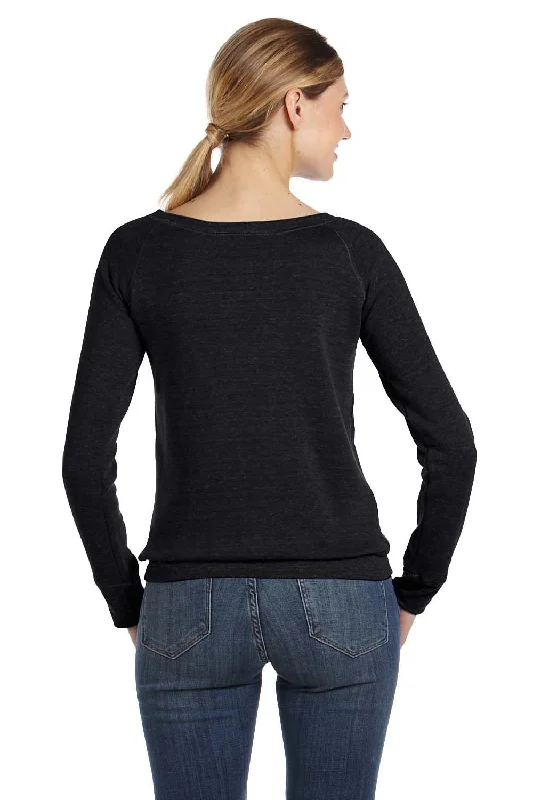 Bella + Canvas Womens Sponge Fleece Wide Neck Sweatshirt - Black