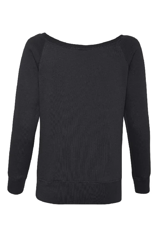 Bella + Canvas Womens Sponge Fleece Wide Neck Sweatshirt - Black