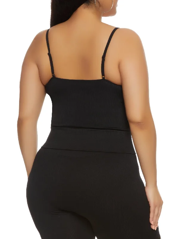 Plus Size Rib Knit Seamless Cami Top