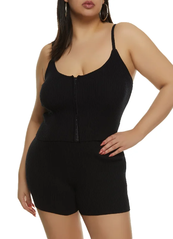 Plus Size Ribbed Hook and Eye Cami