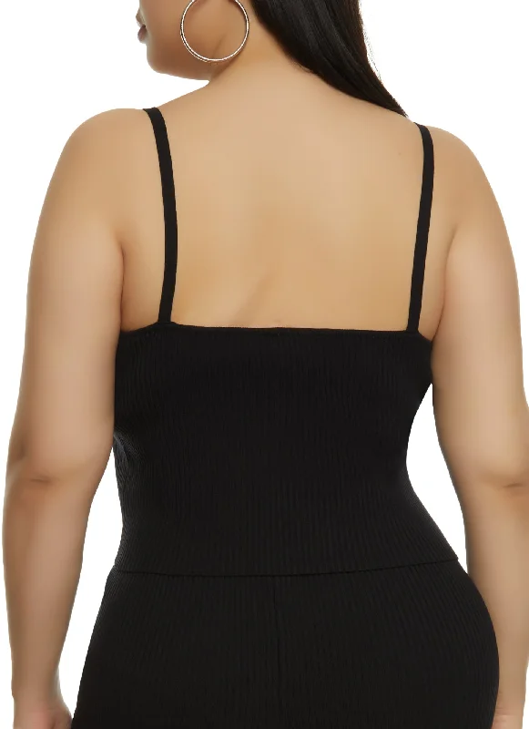 Plus Size Ribbed Hook and Eye Cami