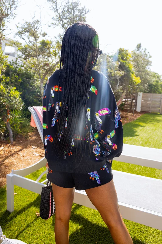 Black Scattered Toucan Sweatshirt