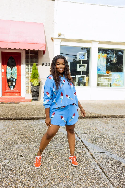 Blue Bomb Pop Collar Sweatshirt