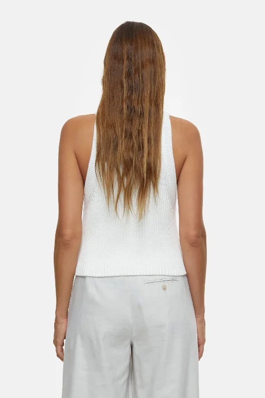 Closed Knit Rib Tank White