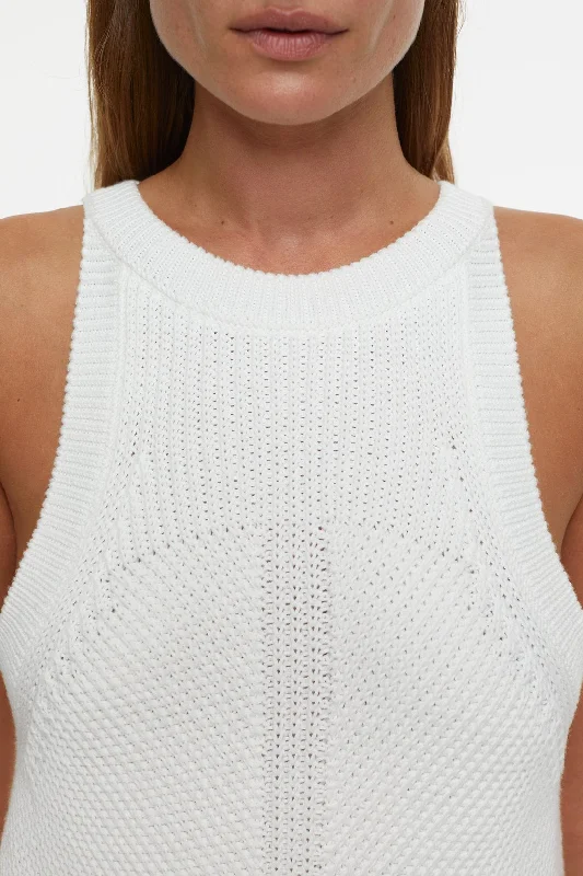 Closed Knit Rib Tank White