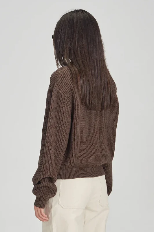 Commoners Zip Through Knit - Cocoa