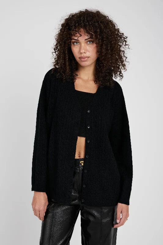 Cooper Cable Knit Cardigan in Black