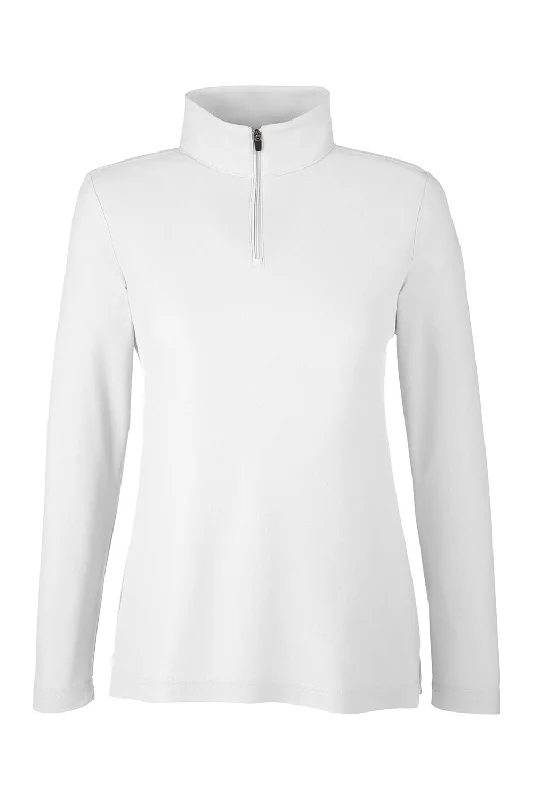 Core 365 Womens Fusion ChromaSoft Performance Moisture Wicking Pique 1/4 Zip Sweatshirt - White