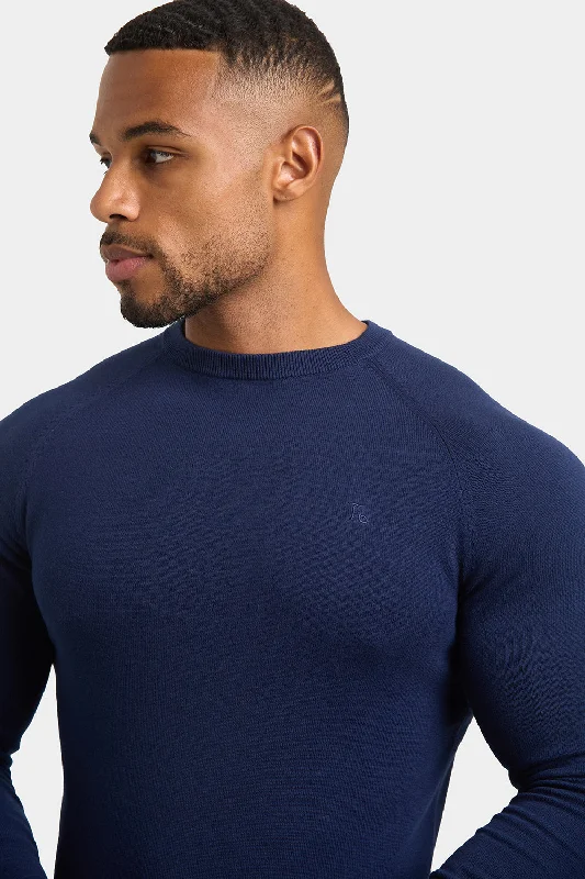 Cotton Crew Neck in Navy