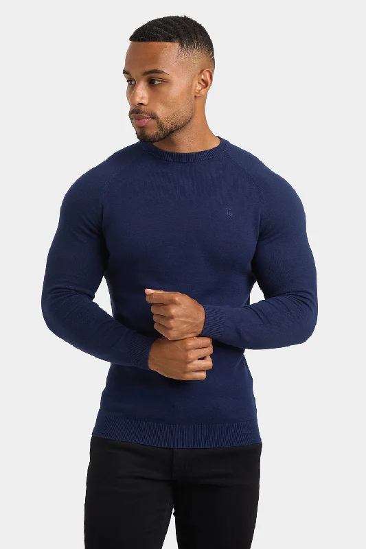 Cotton Crew Neck in Navy