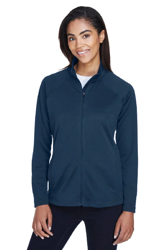 Devon & Jones Womens Compass Stretch Tech Moisture Wicking Full Zip Sweatshirt - Navy Blue