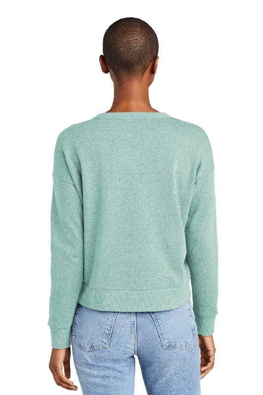 District Womens Perfect Tri Fleece V-Neck Sweatshirt - Heather Eucalyptus Blue