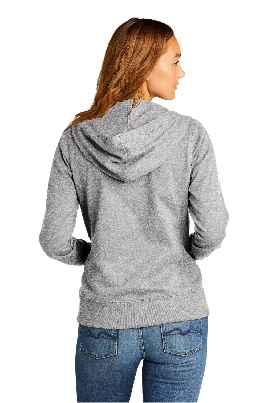 District Womens Re-Fleece Full Zip Hooded Sweatshirt Hoodie - Heather Light Grey