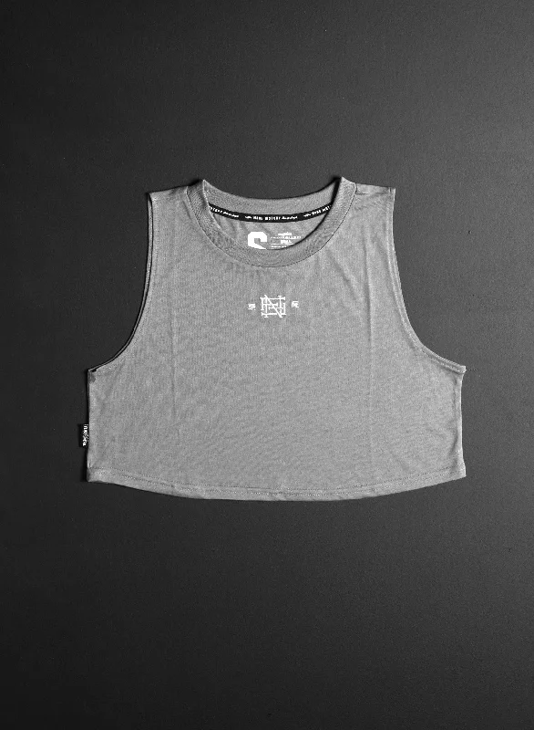 EMB CROP TANK - GREY