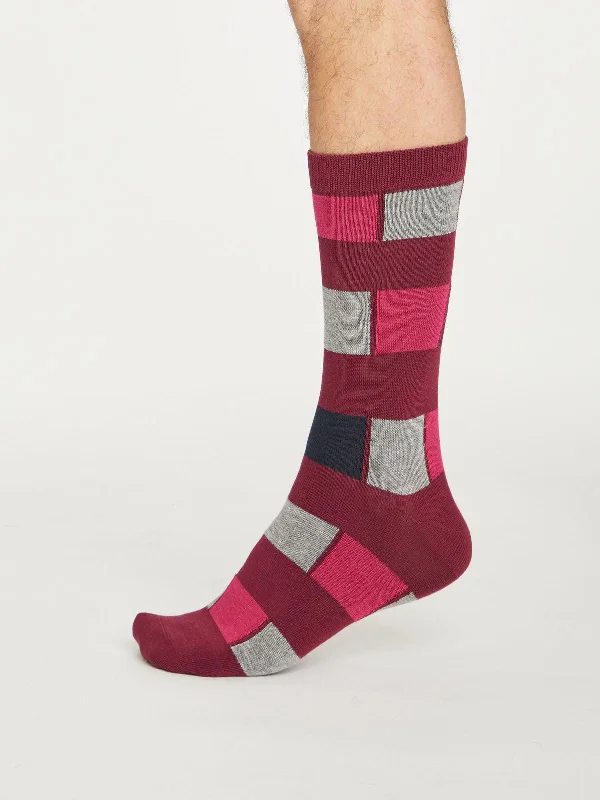 Geo Stripe Socks - Bilberry