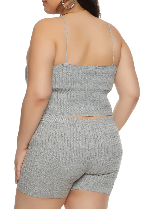 Plus Size Daisy Cable Knit Cropped Cami