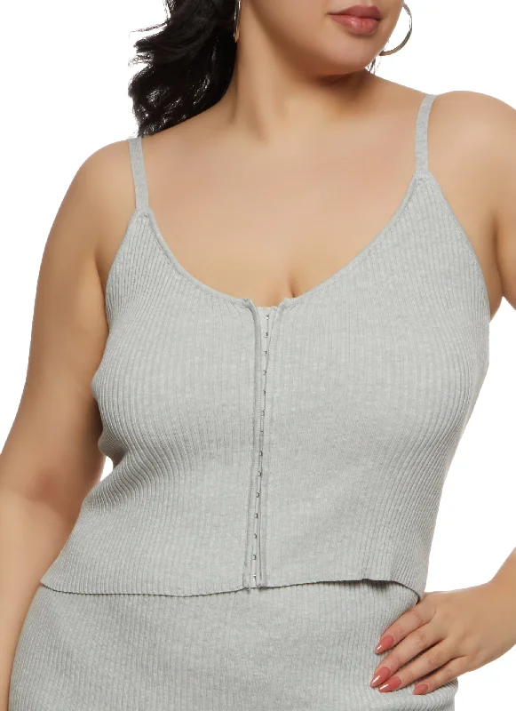 Plus Size Ribbed Hook and Eye Cami