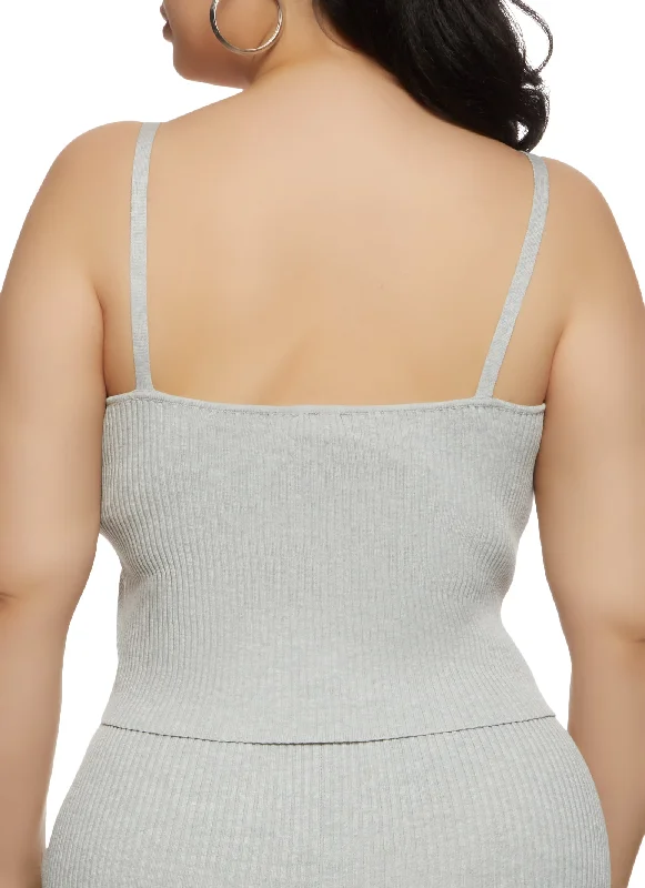 Plus Size Ribbed Hook and Eye Cami