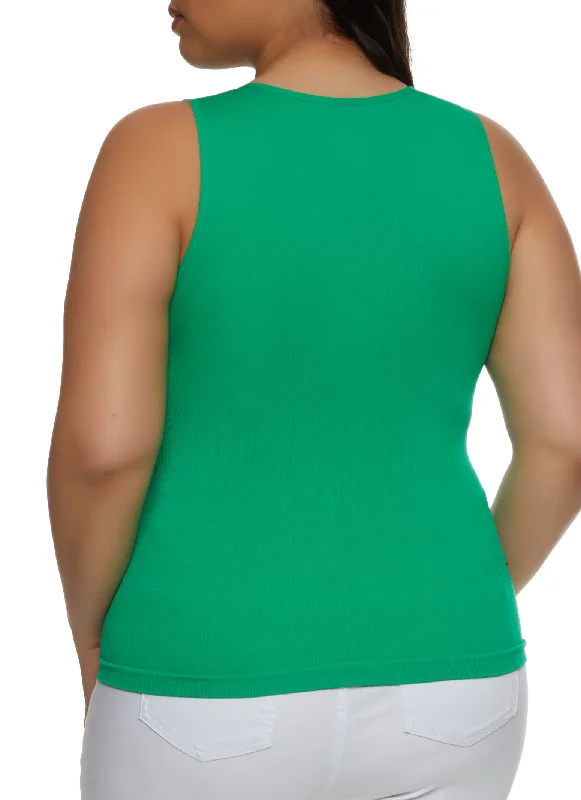 Plus Size Seamless Cut Out Tank Top