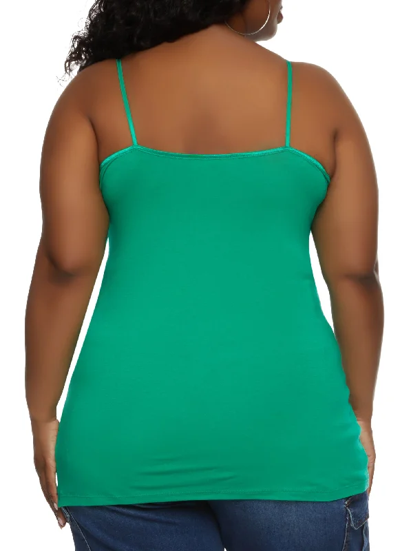 Plus Size Solid Scoop Neck Cami