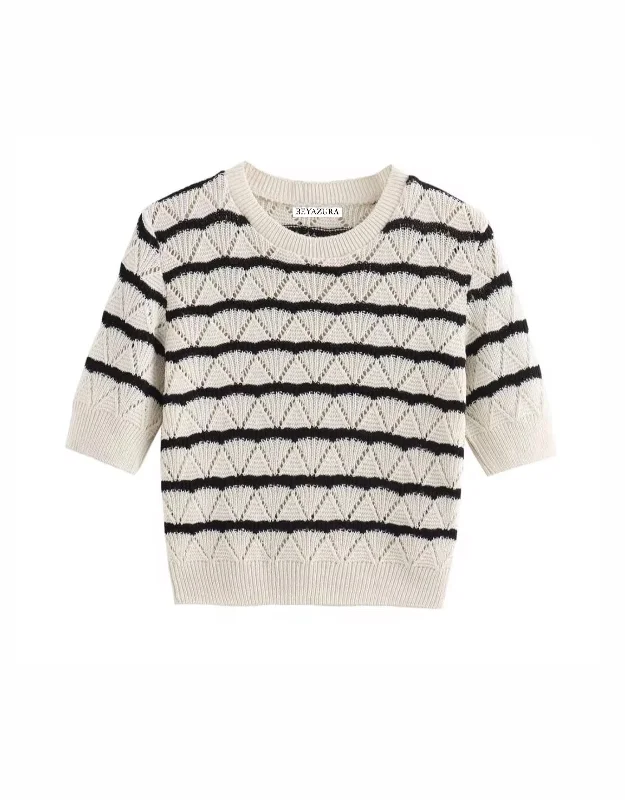 Knit Striped Micro Shorts With Matching Sweater