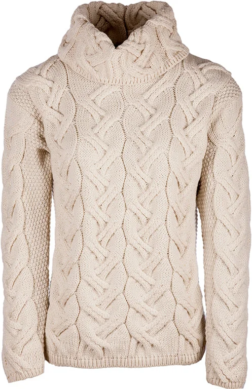 Ladies Chunky Cable Cowl Sweater - ECRU