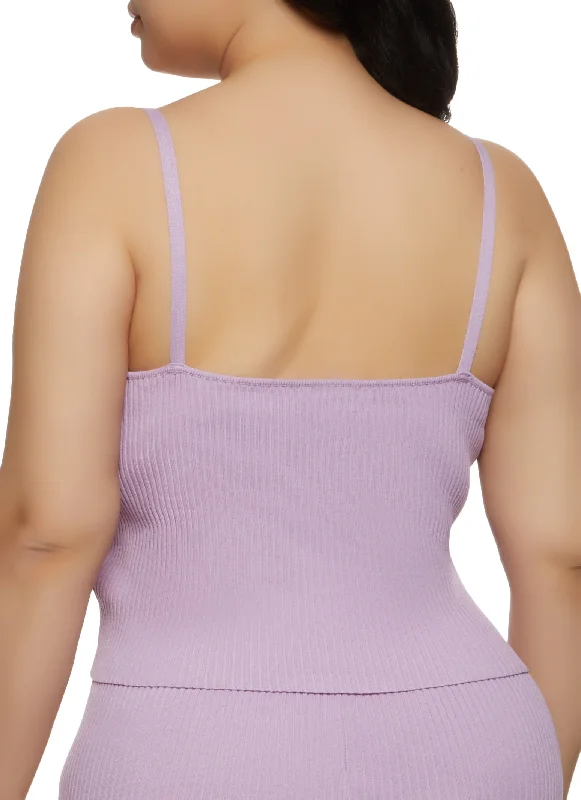 Plus Size Ribbed Hook and Eye Cami