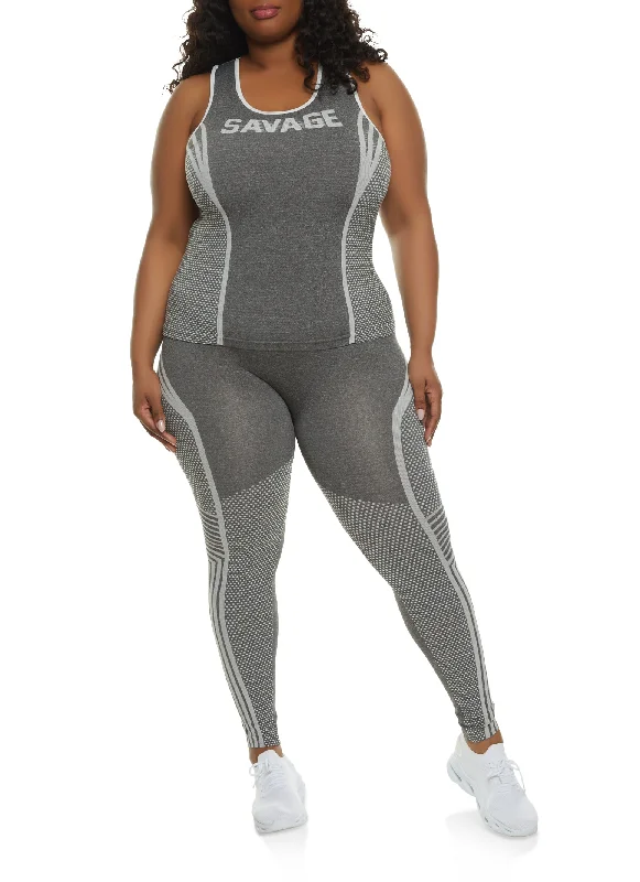 Plus Size Seamless Savage Graphic Tank Top