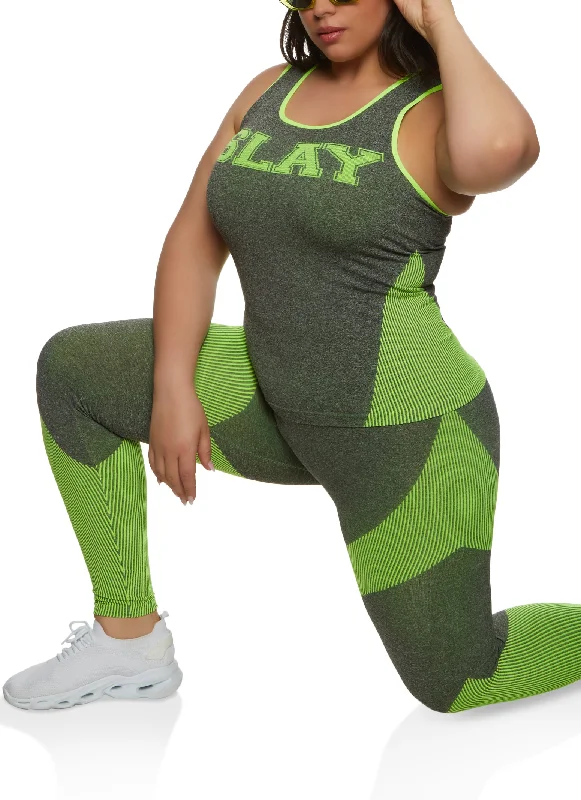 Plus Size Seamless Slay Graphic Racerback Tank Top