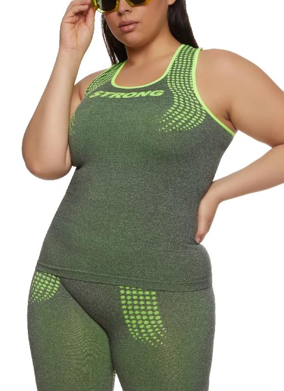 Plus Size Seamless Strong Graphic Racerback Tank Top