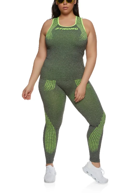 Plus Size Seamless Strong Graphic Racerback Tank Top