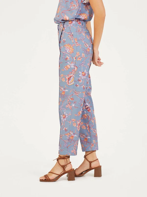 Meadow Tencel™ Floral Tapered Trousers - Denim Blue