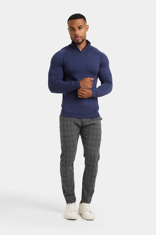 Merino Wool Half Zip Neck in Airforce