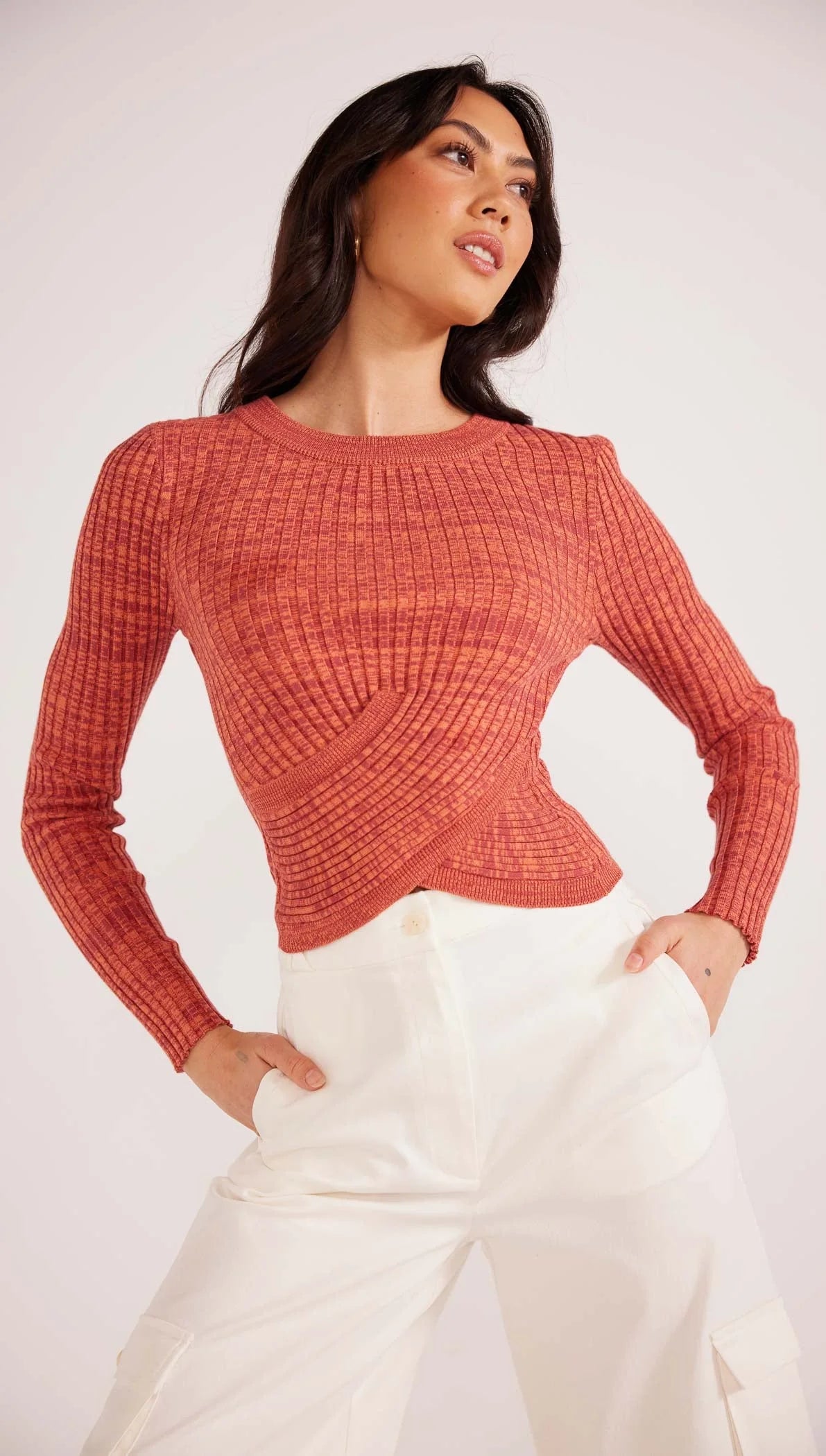 MINKPINK RAPHAEL TWIST KNIT TOP - Amber