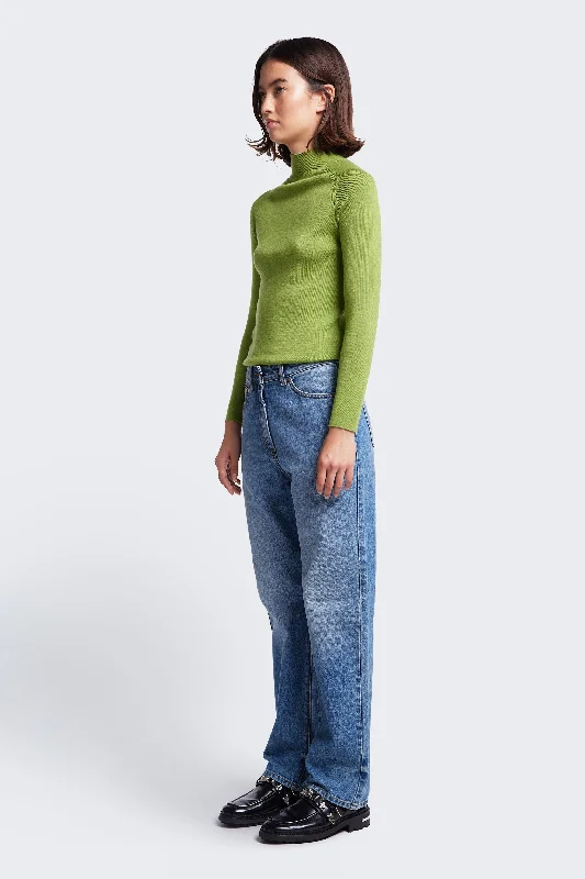 Monument Mock Neck Sweater Apple Green