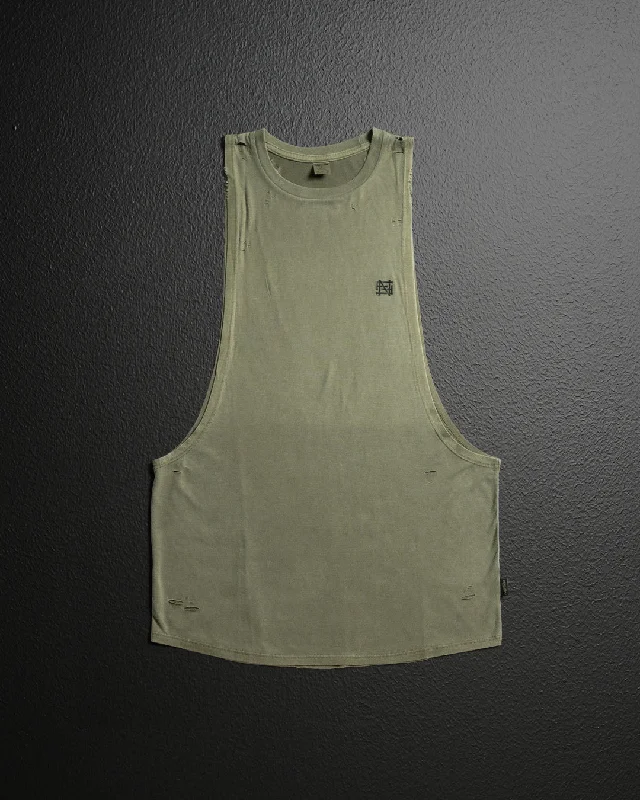 MOTO DISTRESSED BRO TANK - OLIVE