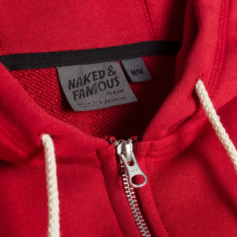 Zip Hoodie - Heavyweight Terry - Red