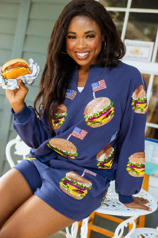 Navy American Burger Sweatshirt