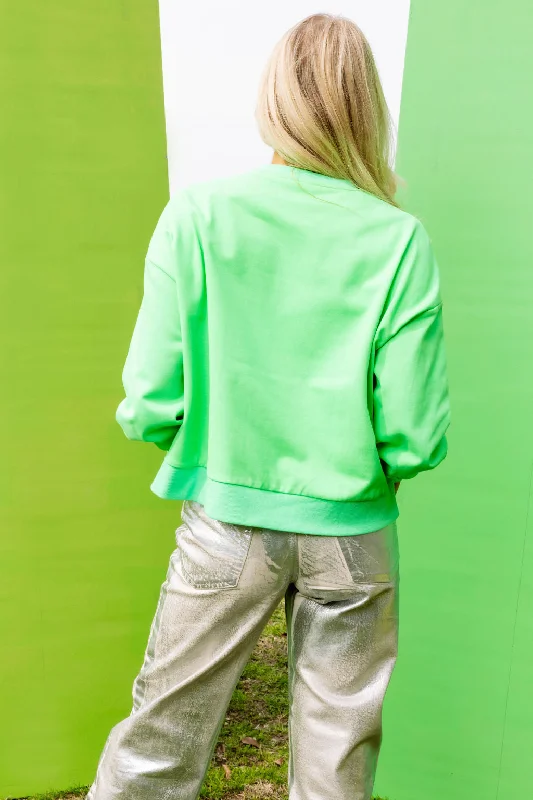 Neon Green St. Patrick's Day QOS Card Sweatshirt