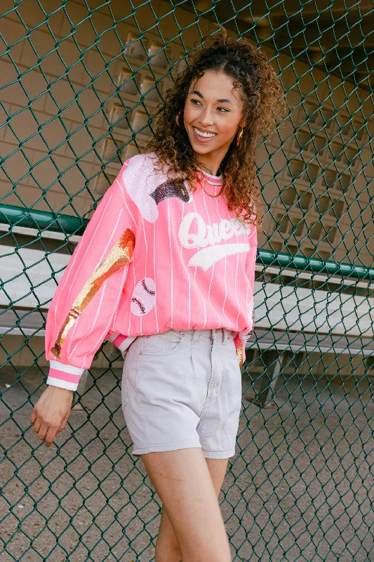 Neon Pink Batter Up Queen Sweatshirt