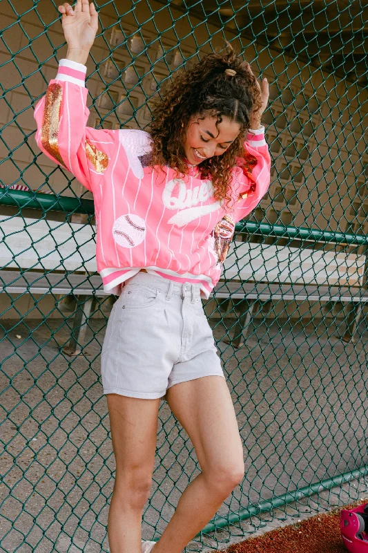 Neon Pink Batter Up Queen Sweatshirt