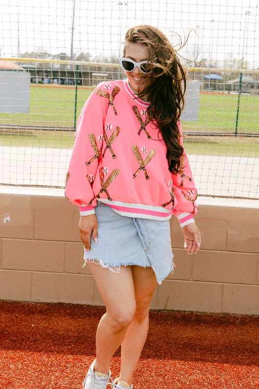 Neon Pink Scattered Baseball Bat Sweatshirt