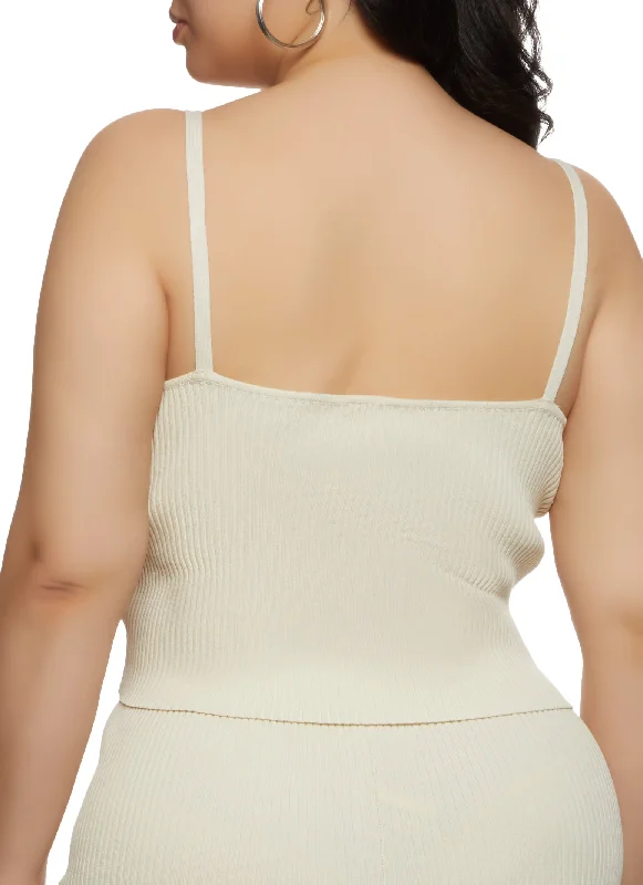 Plus Size Ribbed Hook and Eye Cami